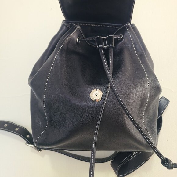 Coach 9569 Vintage Black Leather Drawstring Closure Backpack *read - Picture 2 of 7